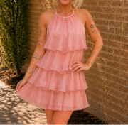 Blush Cascade Tiered Dress