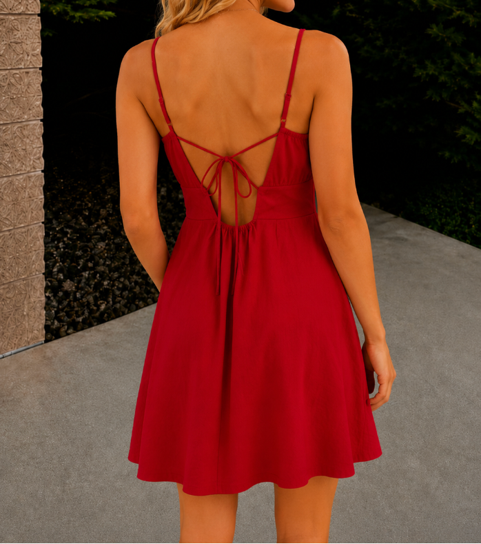 Cherry Kiss Open Back Dress