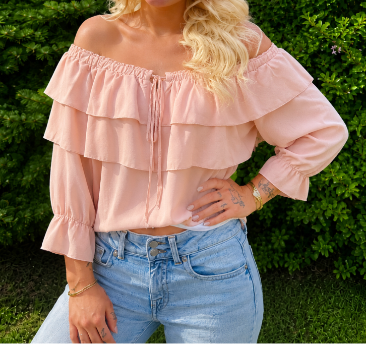 Blush Breeze Off-Shoulder Top