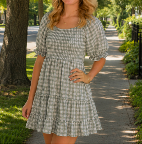 Sage Meadow Gingham Dress