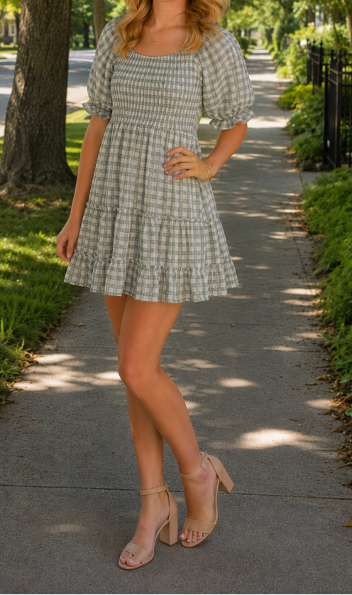 Sage Meadow Gingham Dress