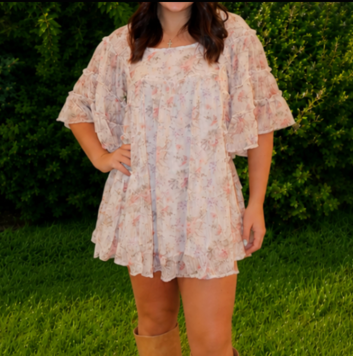 Floral Chiffon Mini Dress