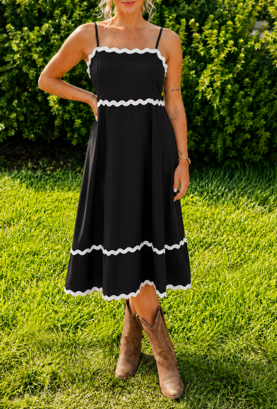 Night Ric Rac Midi Dress