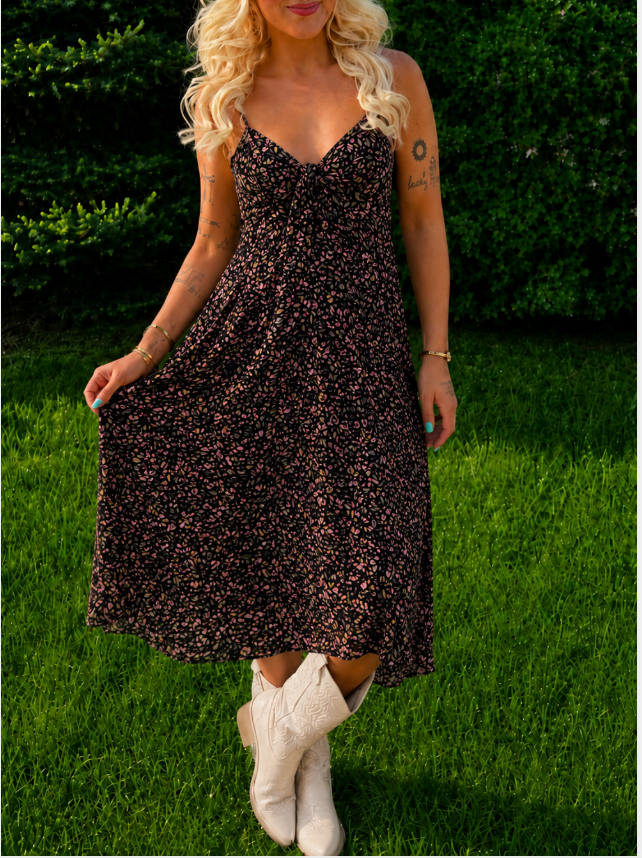 Wildflower Tie-Back Midi Dress