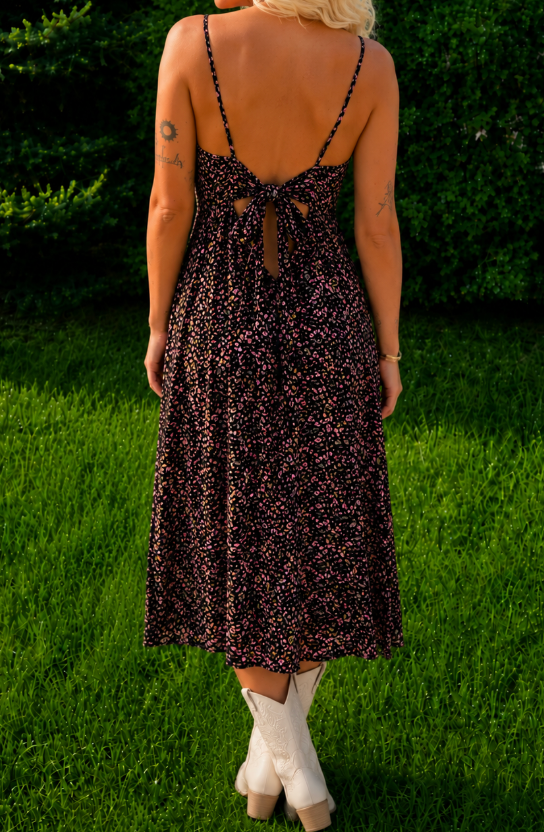 Wildflower Tie-Back Midi Dress