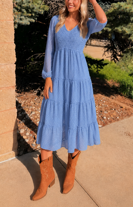 Blue Dot Midi Dress