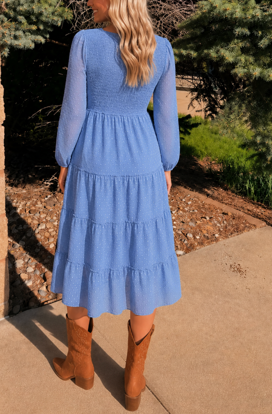 Blue Dot Midi Dress