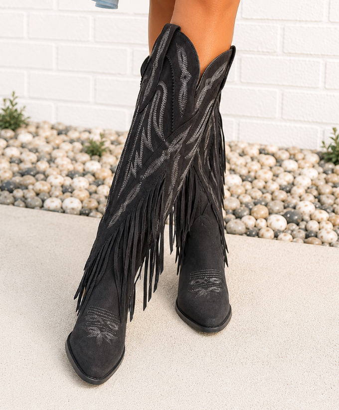 Midnight Fringe Western Boots