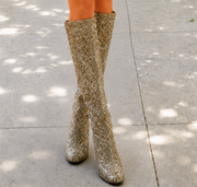 Golden Glam Knee-High Boot