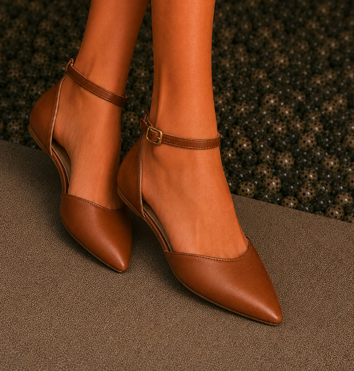 Classic Caramel Strap Flats