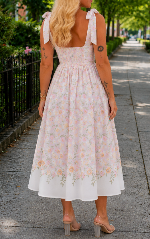 French Floral Suspender Dress