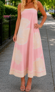 Strapless Off-Shoulder Printed Dress