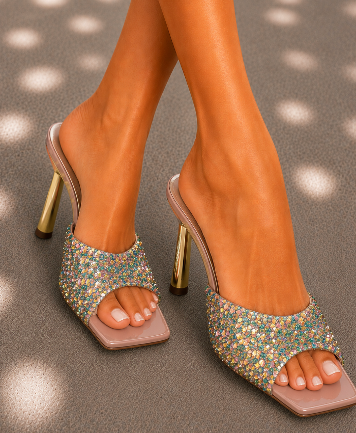 Confetti Strap Heeled Slides