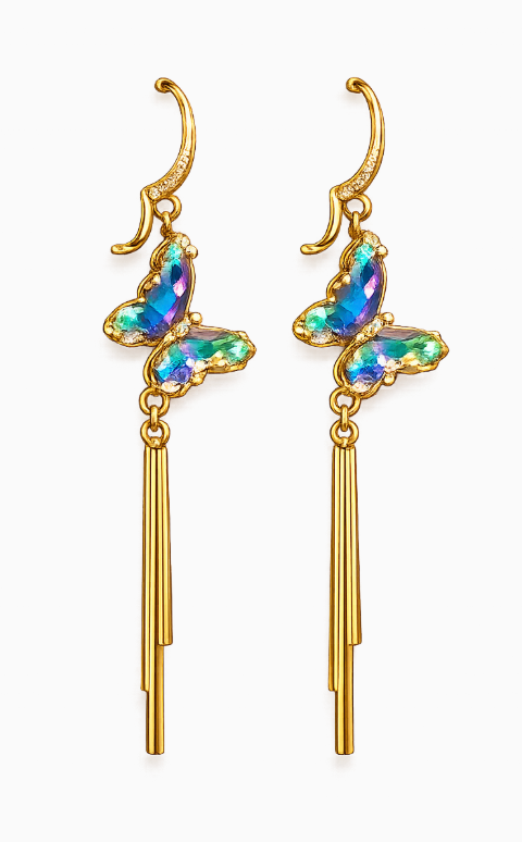 Opal Flutter Tassel Earrings