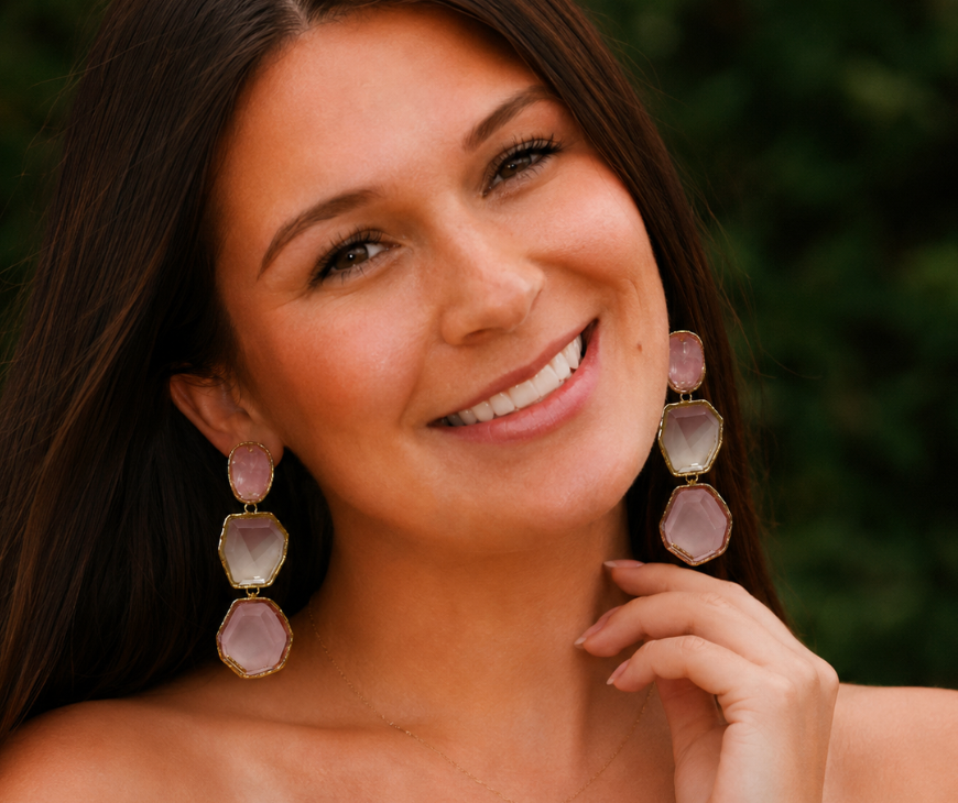 Blush Champagne Geo Drop Earrings