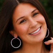 Pink Halfway Hoop Earrings