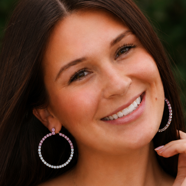 Pink Halfway Hoop Earrings