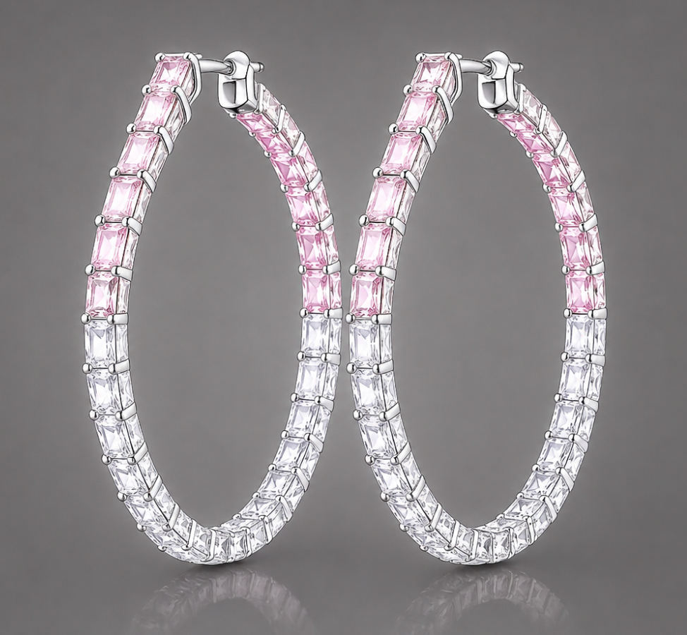 Pink Halfway Hoop Earrings