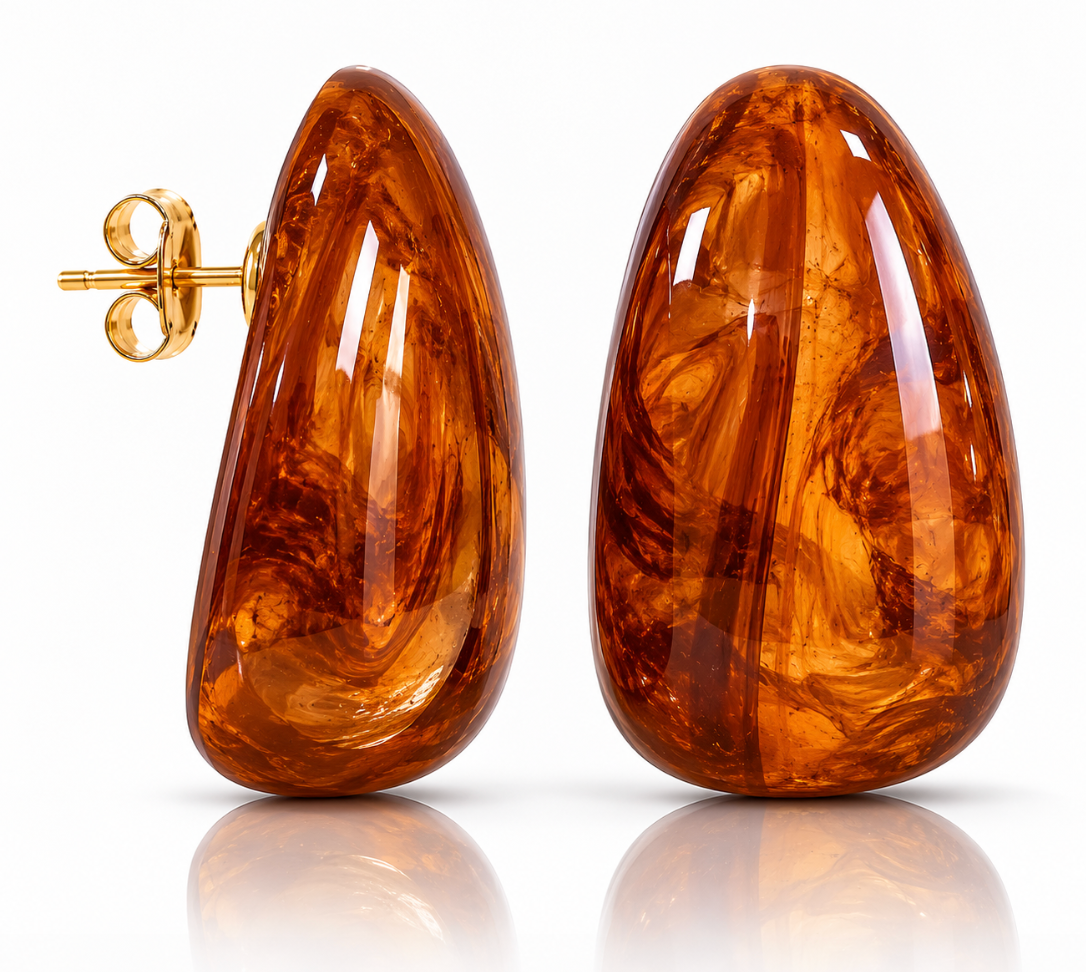 Amber Glow Stud Earrings