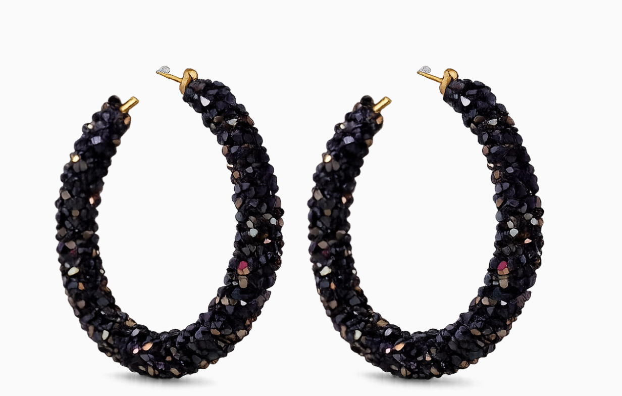 Midnight Glam Hoop Earrings