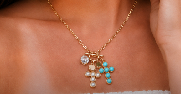 Dainty Charm Cluster Necklace on Paperclip Chain