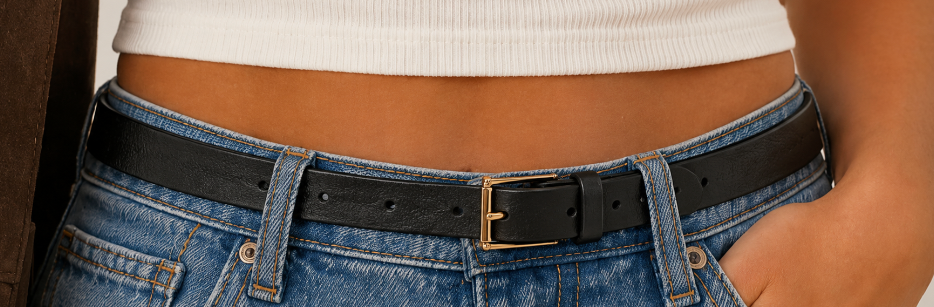 The Everyday Black & Gold Buckle Belt