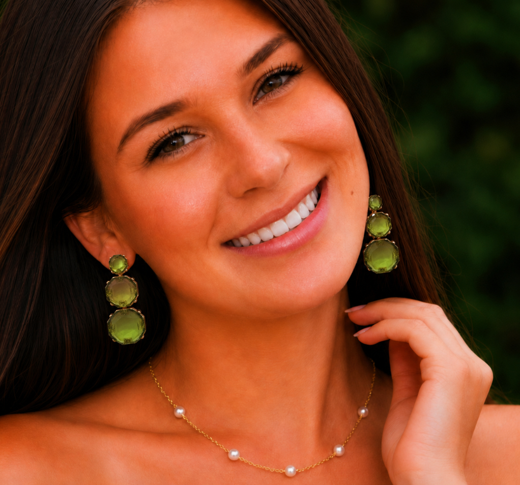 Olive Glow Statement Earrings