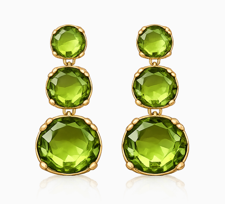 Olive Glow Statement Earrings