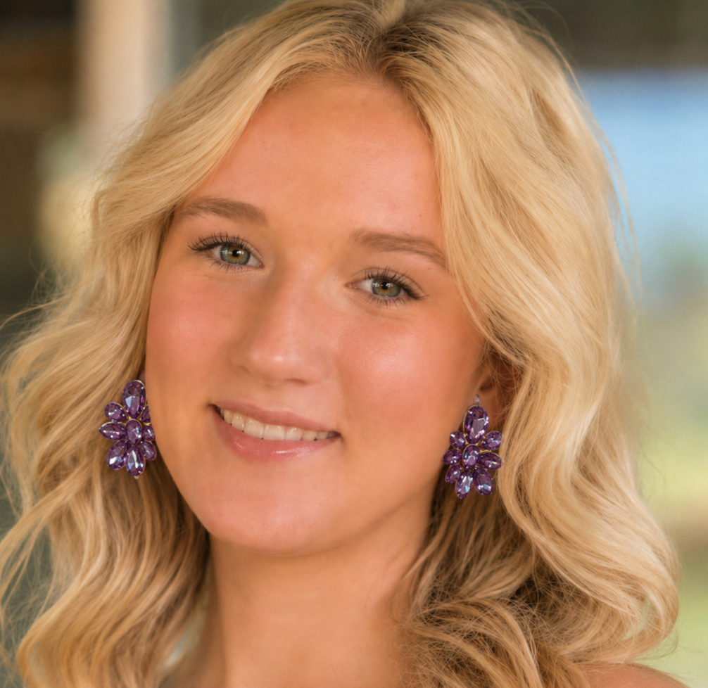 Violet Bloom Statement Earrings