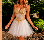 Golden Whisper Mini Dress