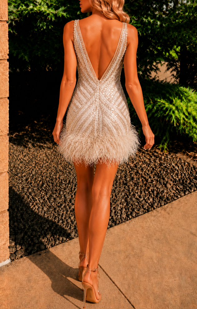 Jovani 05535A Champagne Mini Dress