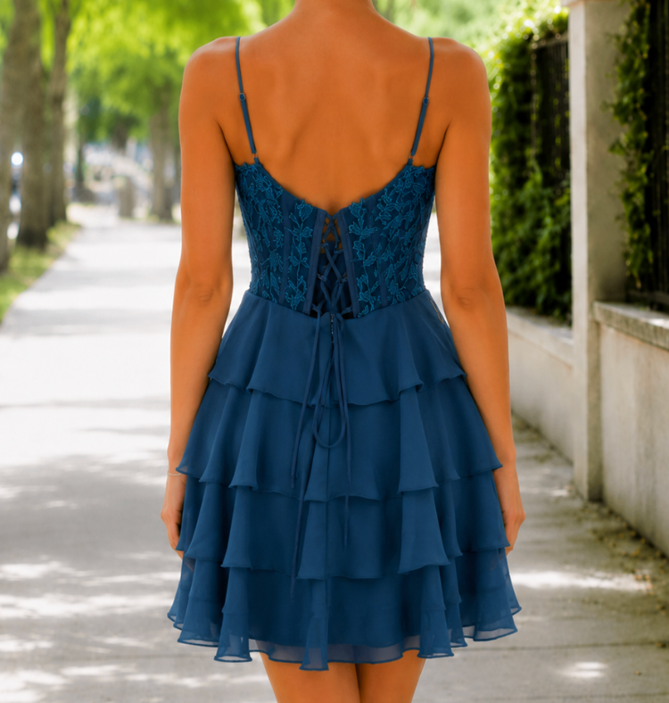 Ocean Bloom Lace Corset Dress