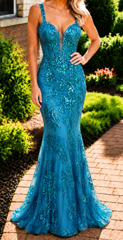 Jovani 38462A Turquoise Mermaid Gown