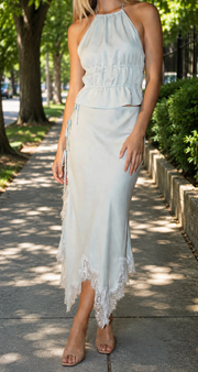 Lace Halter Skirt Set