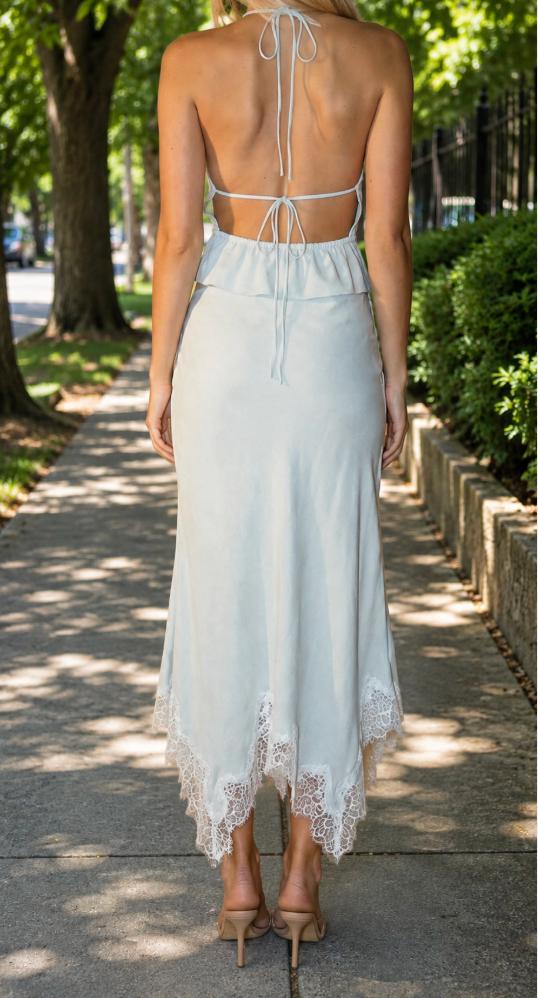 Lace Halter Skirt Set