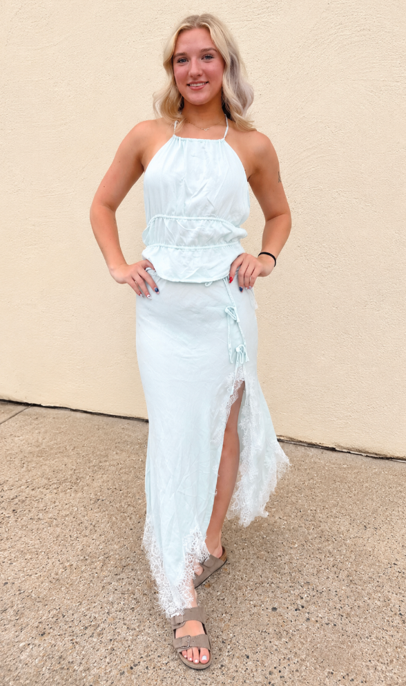 Skirt Set Light blue with lace details