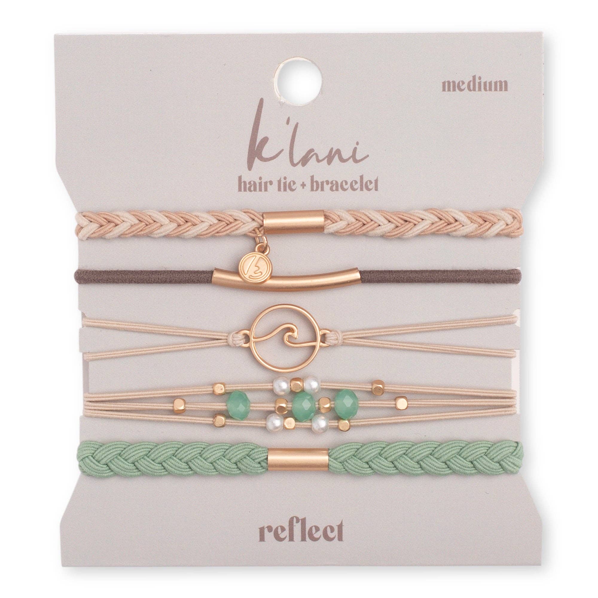 Reflect Gold Wave with Beachy Neutrals Hair Tie Bracelets