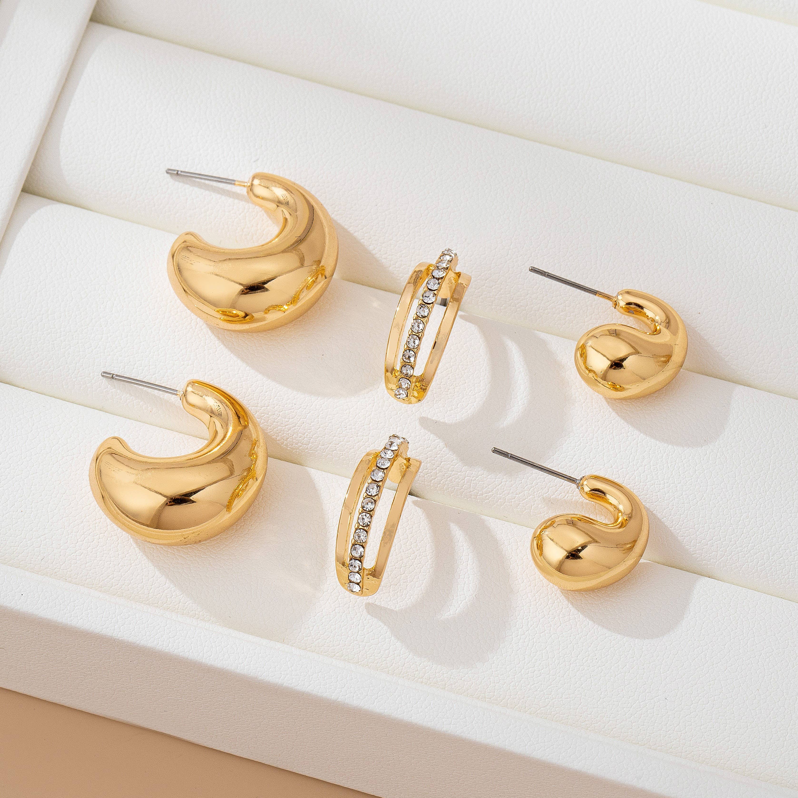 Mixed Gold Hoop Earring Set