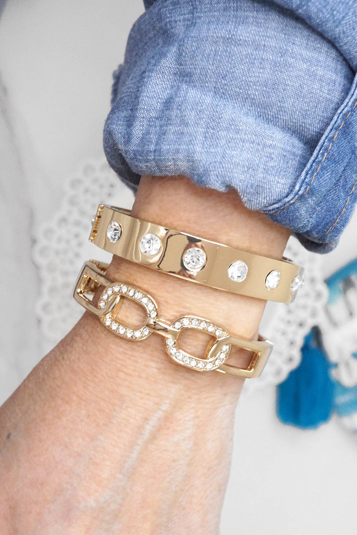 Rhinestone Hinge Bangle