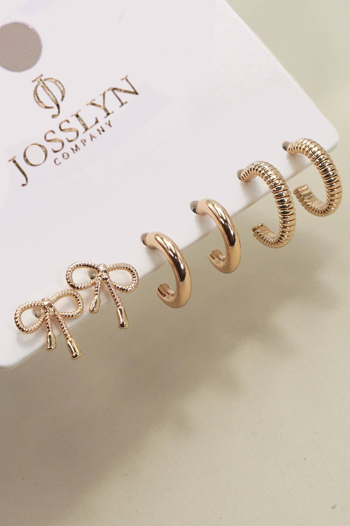 Mini Bow Huggie Hoop Set