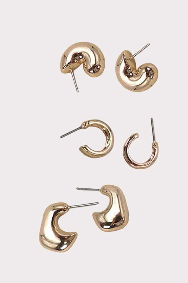 Bubble Hoop Huggie Trio Earrings