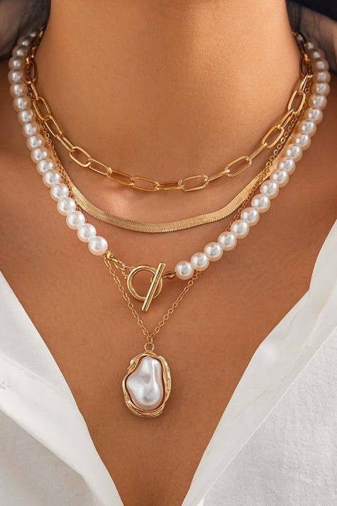 Pearl Charm Layered Luxe Necklace