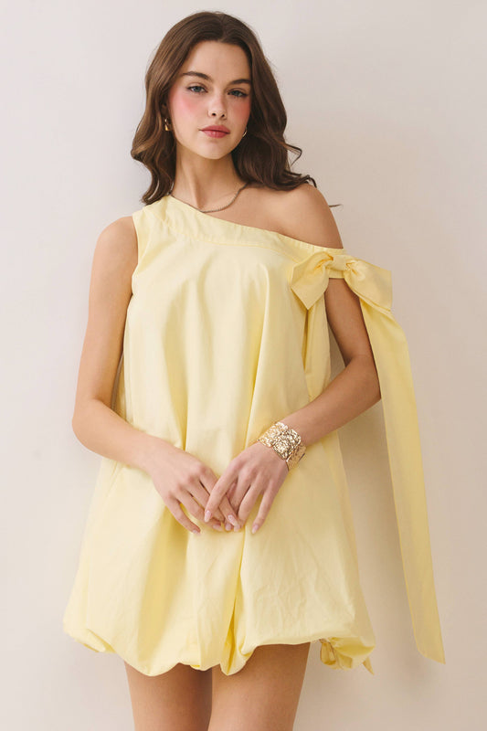One-Shoulder Bow Mini Dress