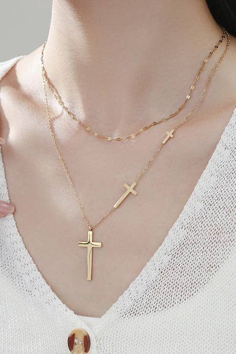 Layered Cross Necklace